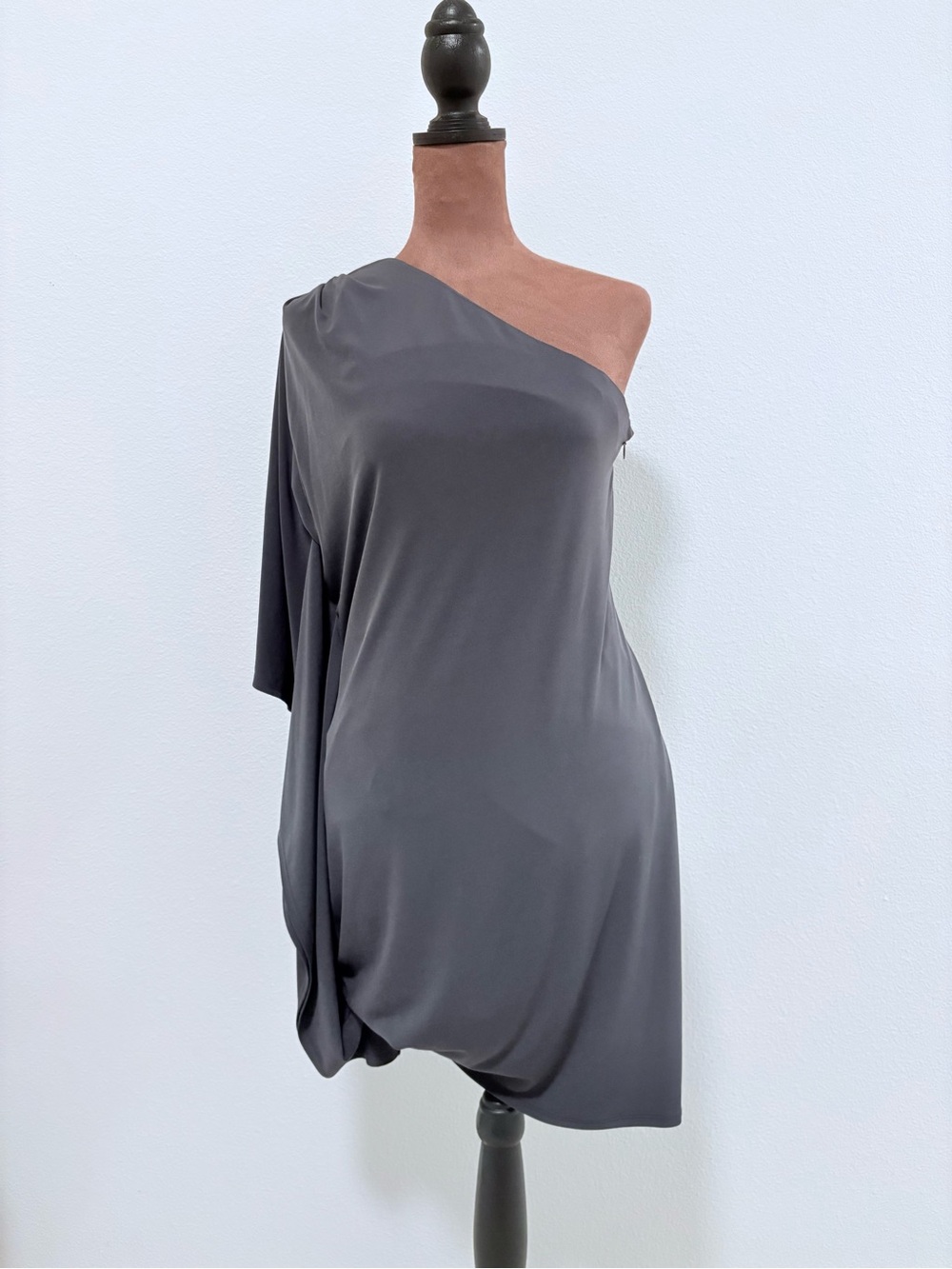 Calvin Klein Grey One-Shoulder Draped Women's Dress